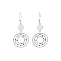 Jewelry Boho Large White CZ 925 Silver Earrings